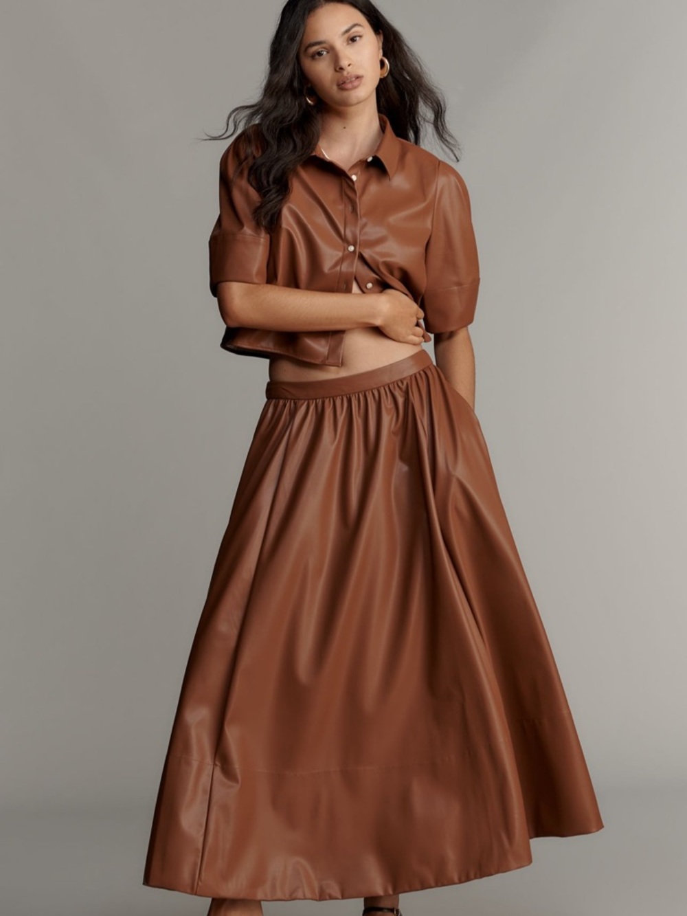 Maeve Faux Leather Full Maxi Skirt - Picture 2 of 4